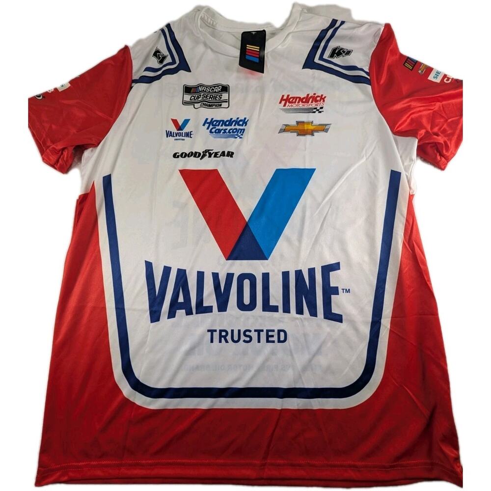 Kyle Larson Men's XL Checkered Flag Sports Valvoline Sublimated Uniform Tee NWT